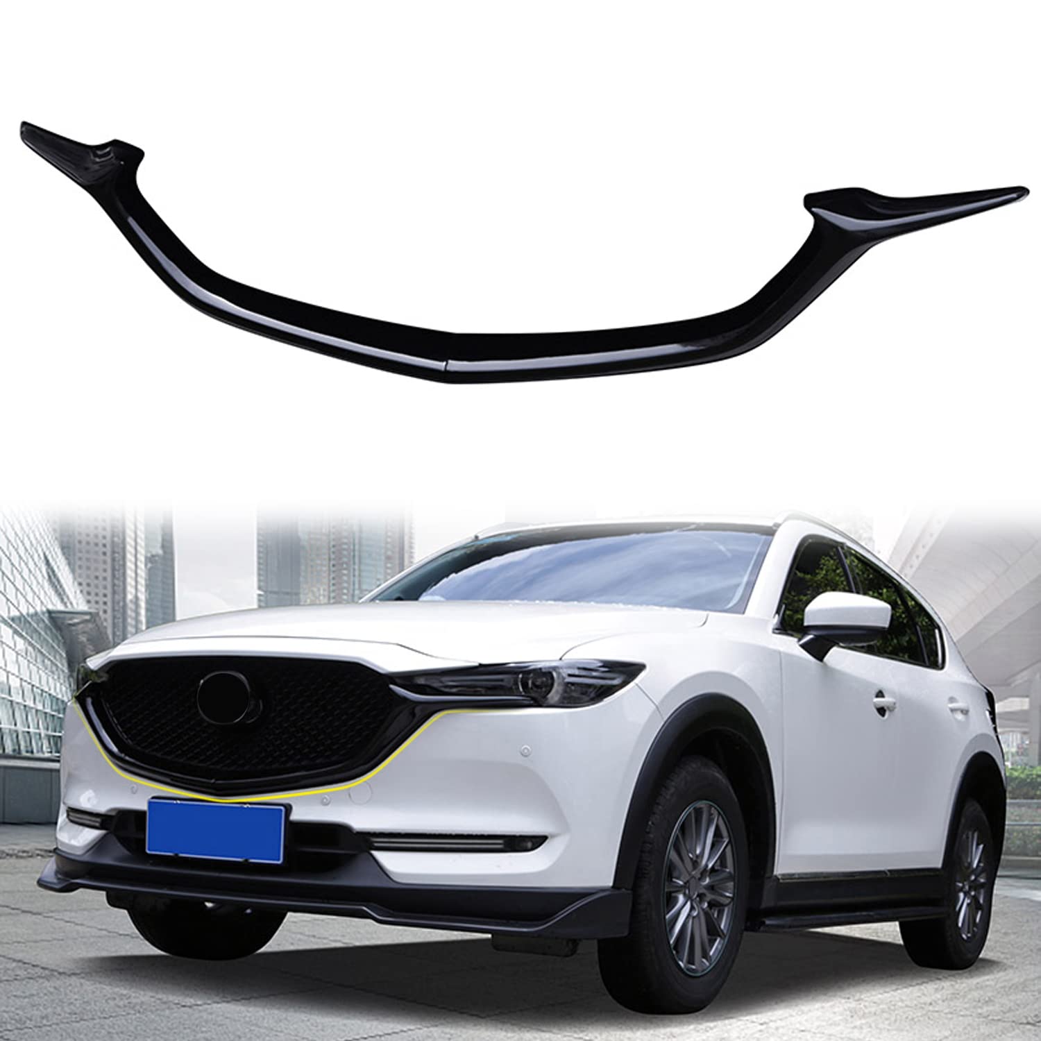 マツダ cx-5 KF系 CX-8 KG 系 2017-2020 に適合 センター グリル モール フロントグリルカバー リム ドレスアップ パネル カーアクセサリー ABS 社外品 (ブラック)