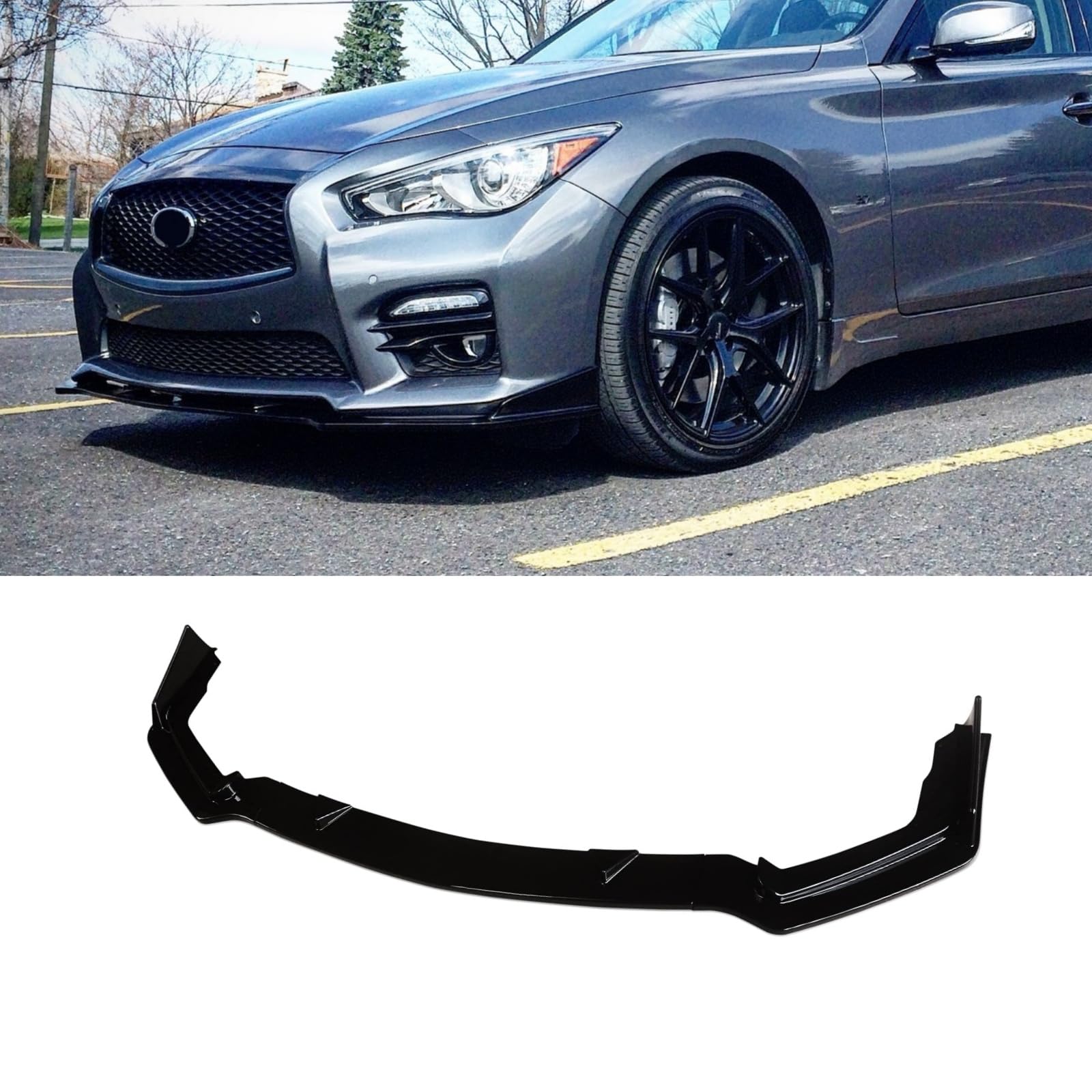 フロントスポイラー 2014-2017 インフィニティ Q50 スポーツ/日産 スカイライン V37 スポーツスタイル フロントリップ 塗装済み 艶あり黒 グロスブラック 純正部品 カスタム エアロパーツ カーアクセサリー 13,859円