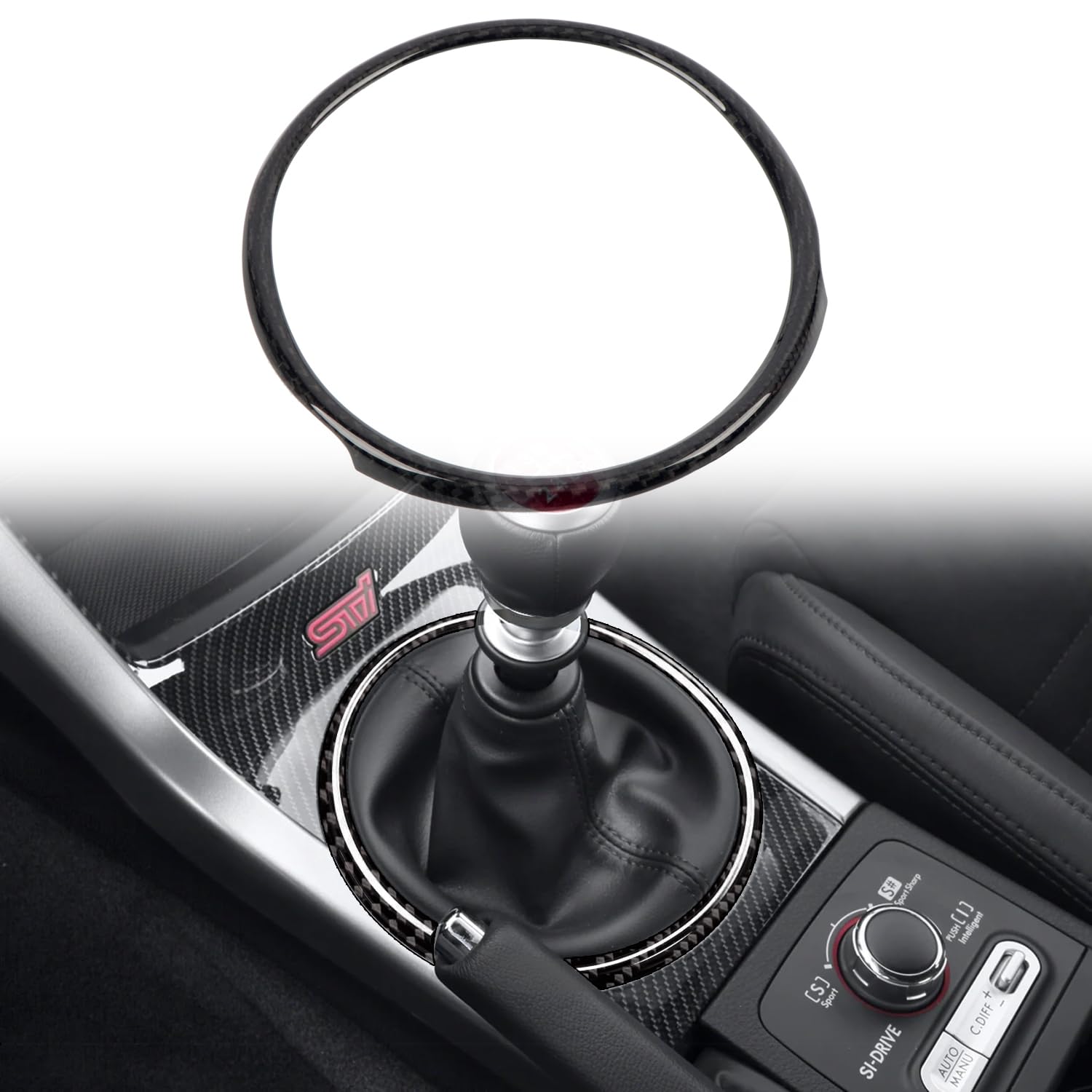 スバル WRX S4 STI VAB型 2014-2021 レヴォーグ VM4/VMG型 2014-2020 に適合リアルカーボンファイバ ギア パネル フレーム ギア ガーニッシュ ハンドルパーツ 1枚 カバー リム (艶あり)