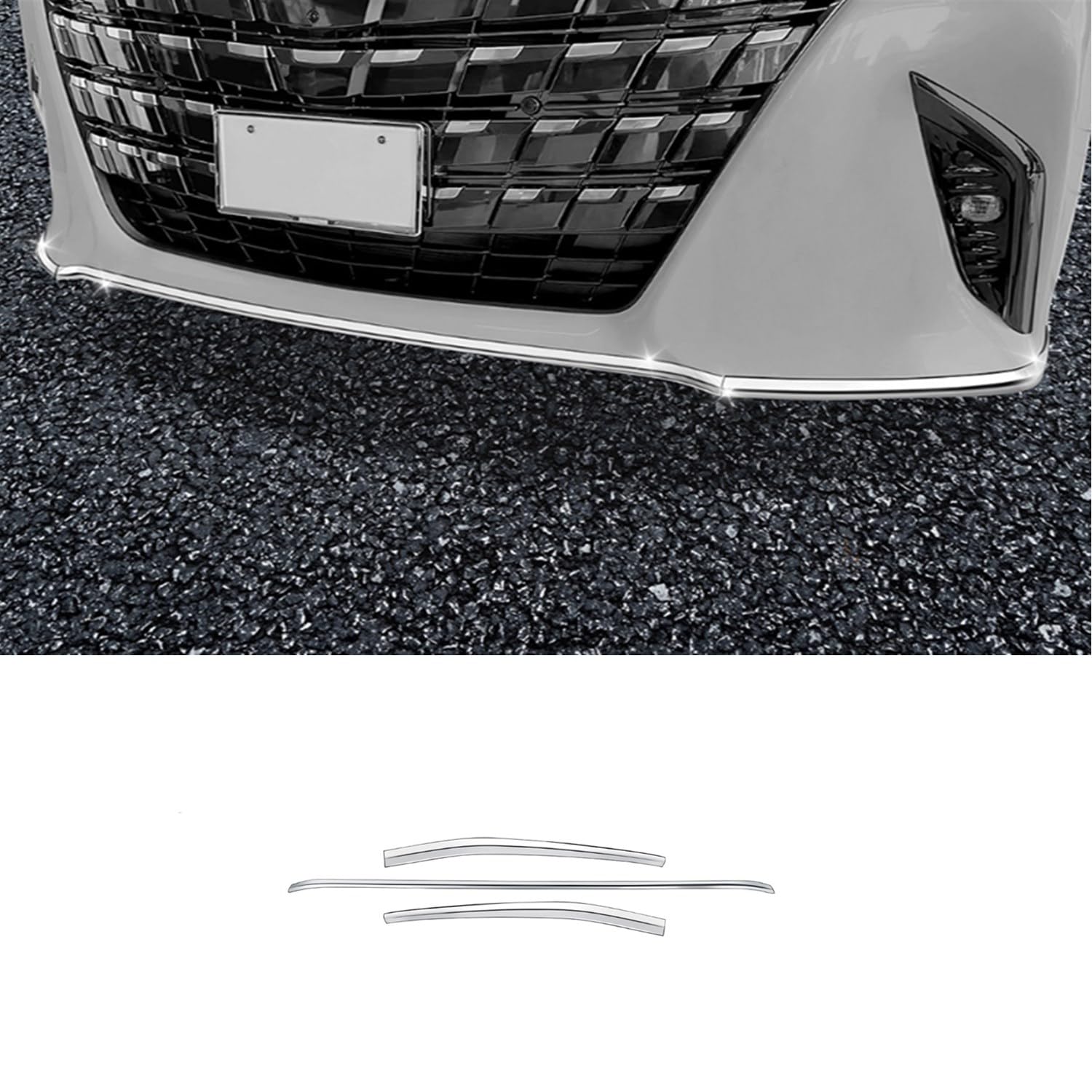 トヨタ アルファード 新型 Alphard 40系 2023年6月～現行に適合 フロント バンパー モール 外装ガーニッシュ ステンレススチール ３枚 カバー リム