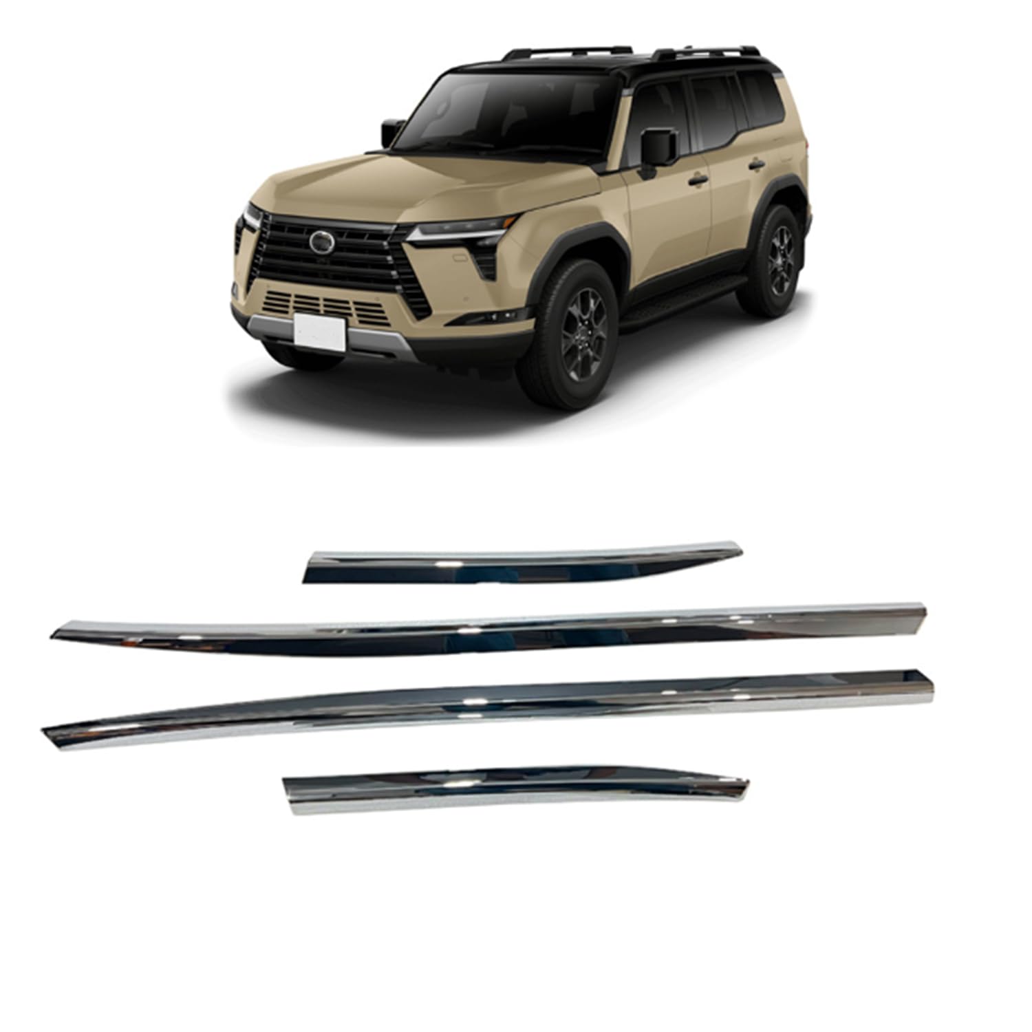 新型レクサスGX GX550 VJA252W 2024年4月~ に適合 車体 ドア サイド モール ガーニッシュ 4枚 艶あり ABS カバー リム｜ネフストア
