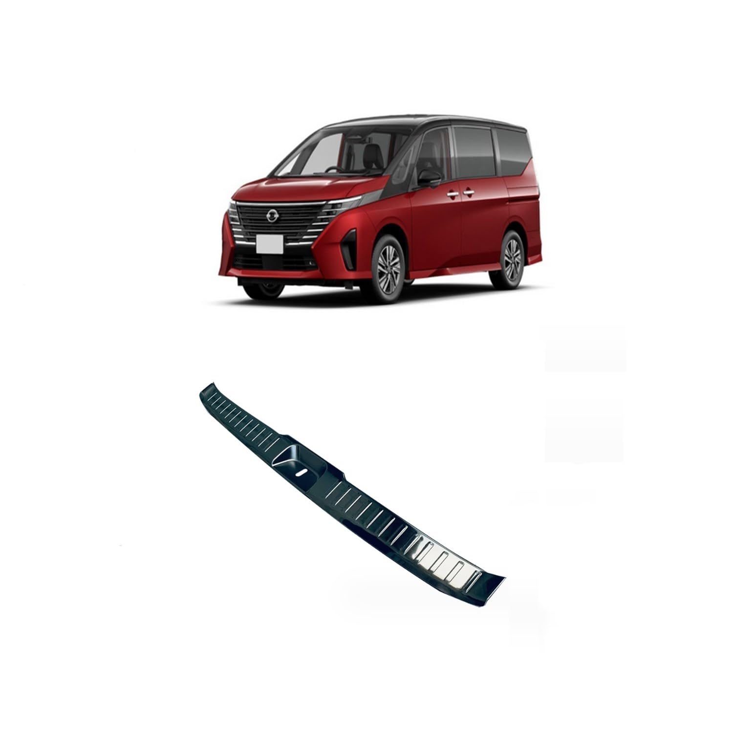日産 新型 セレナ Serena C28系 2022年11月～に適合 リア インナー バンパー ステンレス プロテクター テールゲート ステップガード カバーカスタム パーツ アクセサリー ガーニッシュ 傷防止 汚れ防止 1P (ブラック)
