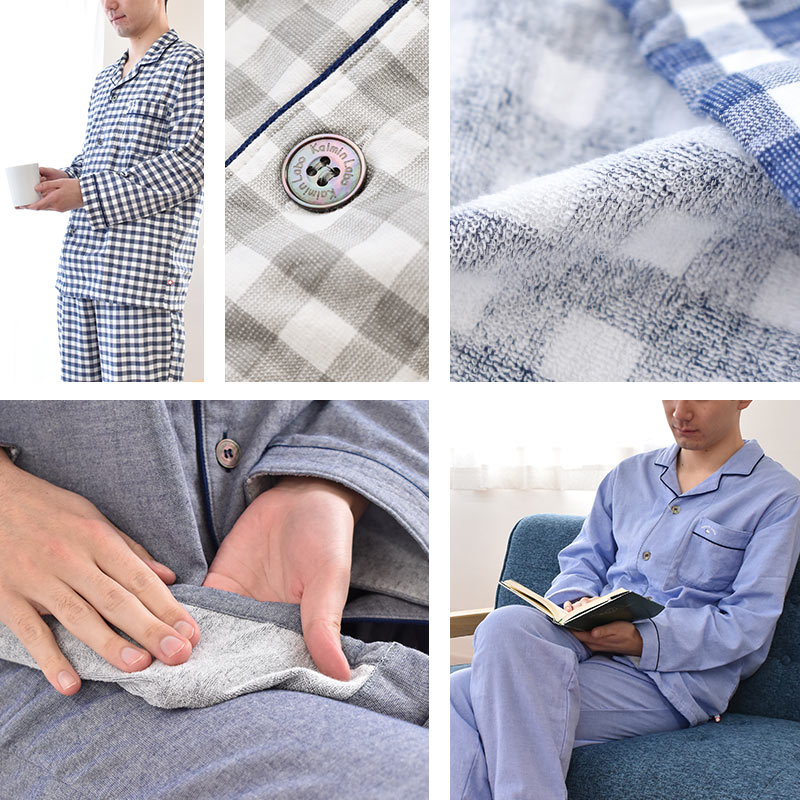 素肌を魅了する今治タオルの贅沢パジャマ 父の日ギフト パジャマ タオル地 綿100 タオルに包まれて眠りたいパジャマ好きなあなたに リニューアルされてさらにグレードアップ パジャマ 長ズボン 綿100 長袖 今治タオルガーゼ 長ズボン メンズ パジャマ 表ガーゼ 裏