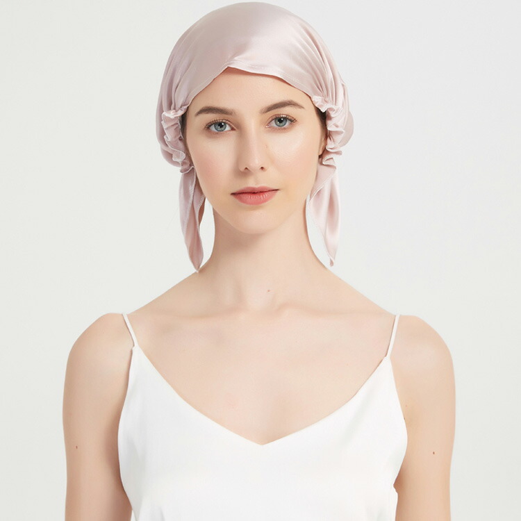 三角 ナイトキャップ レディース シルク シルクキャップ かわいい キャップ ショートヘア ナイト