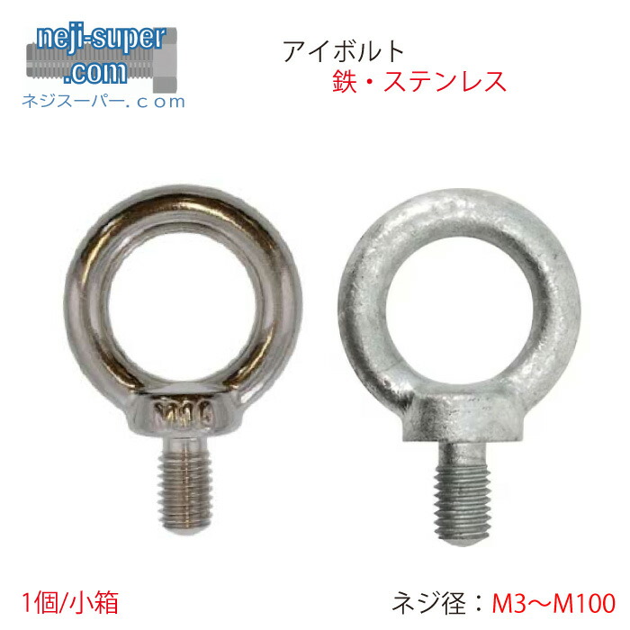 楽天市場】アイボルト M8 15mm リング径20mmステンレス製 吊りボルト