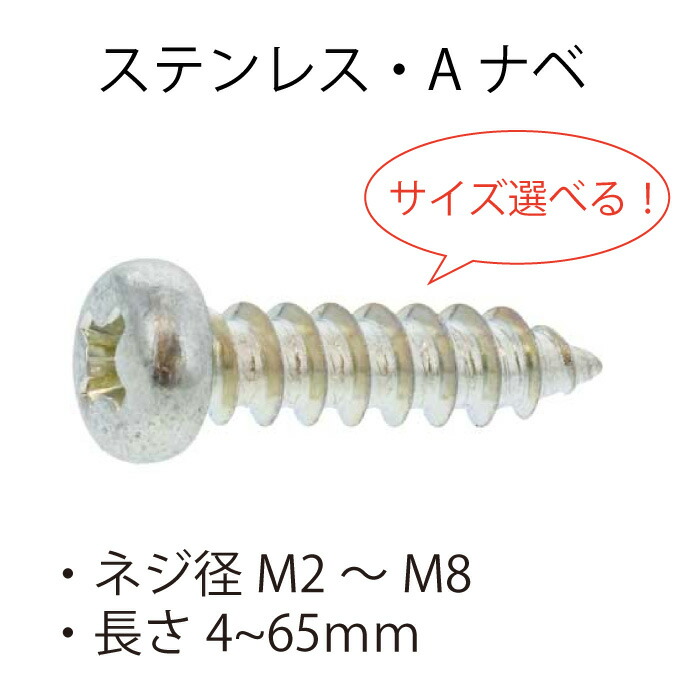 【楽天市場】ステンレス 生地 (+) Ａナベ M4.5X20 【500個入り】 A