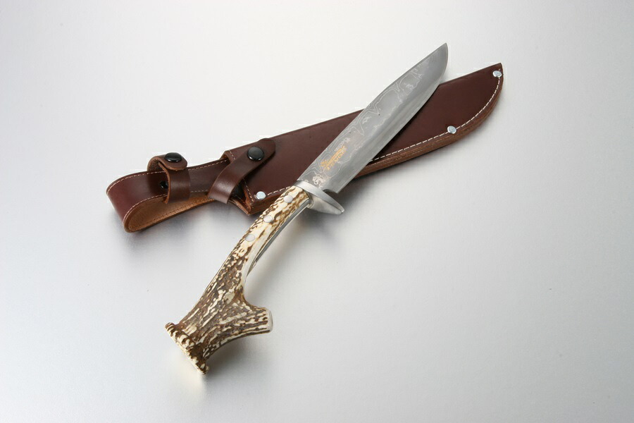左藤蔵 TENGU　HK-2034B　渓流鉈　鹿角柄　両刃　刃材：15積層鋼　安来鋼白紙2号　240mm ＜セキカワ＞　アウトドアナイフ　キャンプナイフ　モーラナイフ