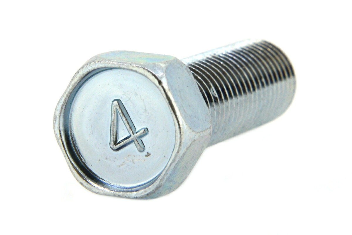 鉄/三価ホワイト [小形] 4マーク 六角アプセットボルト (細目・全ねじ)<br>Ｍ１２×５０ 《ピッチ＝1.25》 【 小箱 ： 1箱／60本入り 】