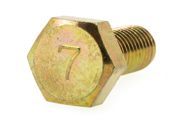 鉄/クロメート(黄褐色メッキ) 7マーク 六角ボルト (全ねじ)Ｍ６&times;１５　【 小箱 ： 1箱／700本入り 】｜ネジのトミモリ