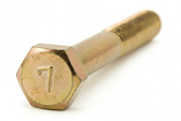 鉄/クロメート(黄褐色メッキ) 7マーク 六角ボルト (半ねじ)Ｍ６&times;６０　【 小箱 ： 1箱／200本入り 】｜ネジのトミモリ