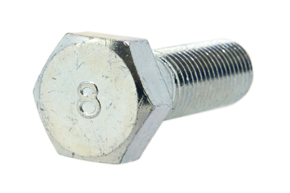 鉄/三価ホワイト 8マーク 六角ボルト (細目・半ねじ)Ｍ１２&times;４０　《ピッチ＝1.5》 【 小箱 ： 1箱／70本入り 】｜ネジのトミモリ