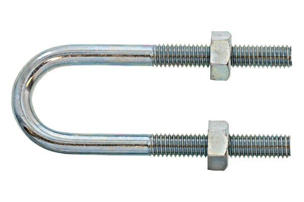 鉄/ユニクロ 足長Uボルト [+50mm・ナット付] (ウィット)<br>W1/2×200A (8”) 【 お得セット ： 4本入り 】