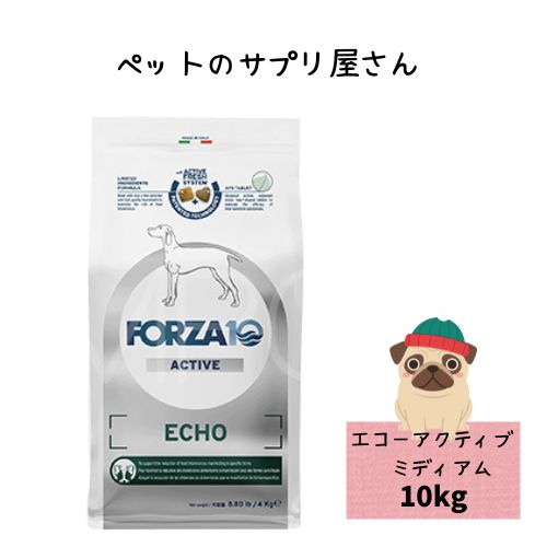 フォルツァ10 DOG エコーアクティブ 並み並み 10kg ドッグフード 素っ気ない 組み入れる滋養分食 治療薬食 耳の煩わしさ フォルツァディエチ  成犬用 中粒 中型犬 大型犬 犬用