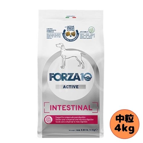 フォルツァ10 DOG インテスティナルアクティブ 並み並み 4kg ドッグフード 素っ気ない 組み入れる滋養分食 治療薬食 消化器 胃の腑 フォルツァディエチ  成犬用 中粒 中型犬 大型犬 犬用 土手っ腹 消化不具合のある