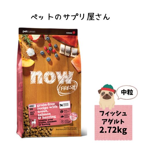 【置き目品】ナウ生新しい グレインフリー フィッシュアダルト 2.72kg ドッグフード 素っ気ないボンネット 貨物輸送無料