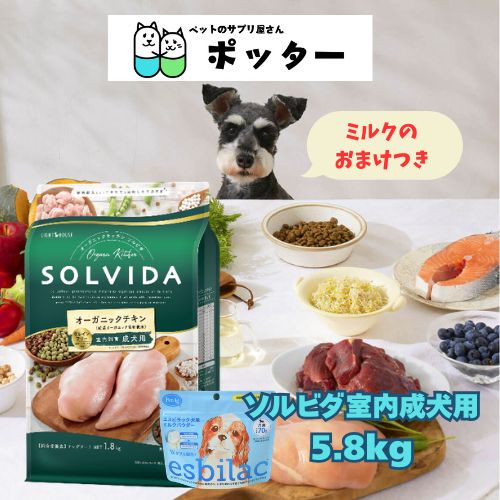 【牛乳おまけ付き添い人】SOLVIDA ソルビダ グレインフリー 意気地無し 室内繁殖成犬用 5.8kg ドッグフード  グレインフリー 意気地無し 食料雑貨類アレルギー反応素っ気ない オーガニック 犬用ごはん 愛犬 成年者 小型犬 超小型犬 おまけつき 貨物輸送無料 禾穀類不当て嵌める 排他的権利付き添い人 エスビラックミルク