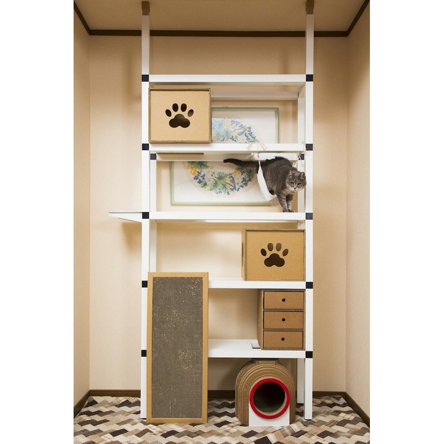 ニャンダフルシェルフ mini 色つや【白いこと】 BOX色付き添い人