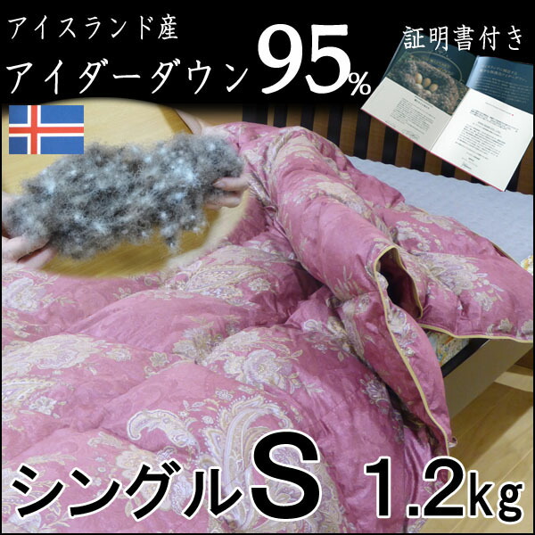 基礎づける付け出し アイスランド共和国産 アイダーダックダウン シングル 1.2kg 綿毛布団 引き揚げ印字機