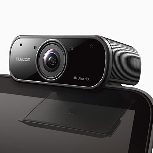 エレコム Webカメラ 4K対応 830万画素 5倍デジタルオートズーム機能 Full HD(60fps) ノイズキャンセリング レンズカバー付 ブラック UCAM-CX80FBBK