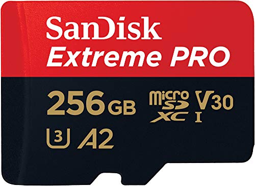 SanDisk Cart・・o 256GB Extreme PRO・・ microSD・・ UHS-I com adaptador C10, U3, V30, A2, 200MB/s leitura 140MB/s escrita SDSQXCD-256G-
