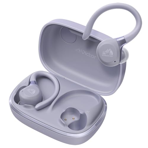 JVCケンウッド Victor HA-EC77T-V ワイヤレスイヤホン Bluetooth 5.4 ノイズキャンセリング イヤーフック 運動競技 マイクロホン付 小型 軽さ 雨合羽 防塵 IP57 本体質量6.0g(片耳) 最大限度40第四次元生まれ変わり パープル