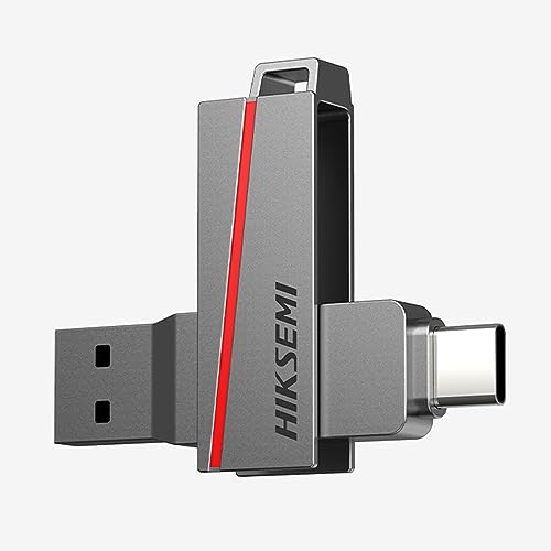 HIKSEMI USBメモリ 2-IN-1 USB3.2 Gen1-A/Type-C 360度回転式 デュアルコネクタ搭載 Dual Slim series 外付けメモリ 容量不足解消 小型 スマホ用 OTG 合金製 防塵 耐衝撃 持ち運び便利 (25