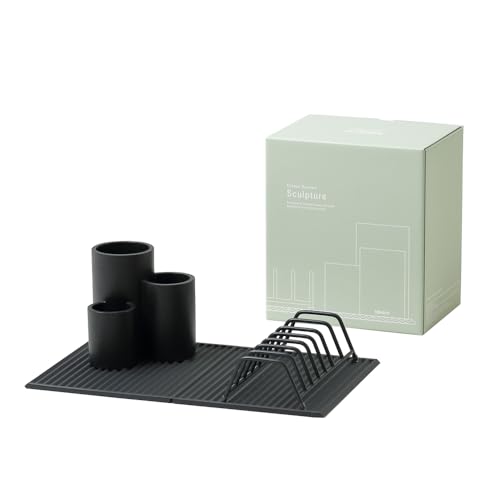 ideaco (イデアコ) ギフト シリコンマット ツールスタンド ディッシュラック 3点 セット Kitchen Drainers Sculpture gift black (キッチン ドレーナー スカルプチャー ギフト ブラック)｜ネコサン商店