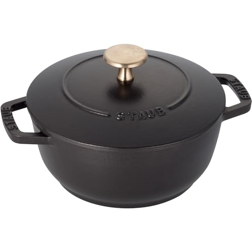 staub ストウブ 「 ワナベ ブラック S 16cm 」 両手 鋳物 ホーロー 鍋 炊飯 1合 IH対応 日本正規販売品 Wa-NABE 40501-000