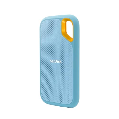 SanDisk (サンディスク) 2TB エクストリーム ポータブル SSD - 最大1050MB/秒、USB-C、USB 3.2 Gen 2、IP65 防水 防塵、アップデートされたファームウェア、スカイブルー - 外付けソリッドステートドライブ -