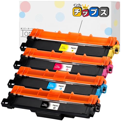 インクのチップス TN-293 TN-297 4色セット 大容量 ブラザー(brother)用 互換トナーカートリッジ 残量表示対応 日本人技術者監修 粒が均一なパウダー 対応機種 : MFC-L3770CDW HL-L3230CDW 認証｜ネコサン商店