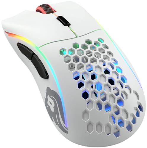 Glorious グロリアス モデルd ワイヤレス ゲーミングマウス 白 無線 エルゴノミクスRGB 6個プログラムボタンDPI 12000 ホワイト マウス サイドボタン ハニカムマウス 国内正規品 mouse gaming (69g)|ネコサン商店