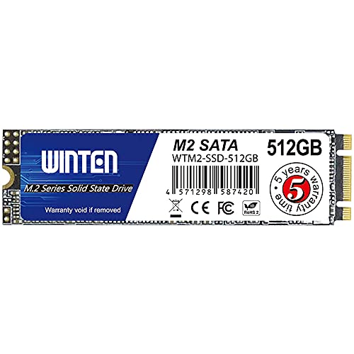 WINTEN 内蔵 SSD 512GB M.2 2280 3D NAND SATA3 6Gb/s (最大読取 530MB/s 最大書込 500MB/s) 5年保証 WTM2-SSD-512GB 国内正規代理店品 13,164円