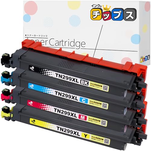 インクのチップス TN299XL 4色セット 大容量 ブラザー ( Brother )用 互換トナーカートリッジ 残量表示対応 / 粉砕トナーパウダー / 日本人技術者監修 対応機種 : HL-L3240CDW MFC-L3780CDW 認証