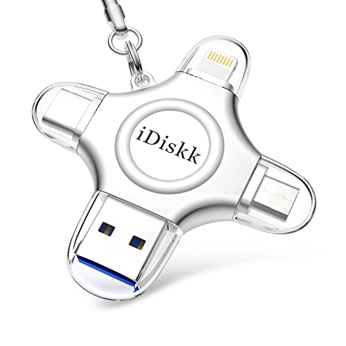 Apple Mfi認証 128GB iDiskk iPhone usbメモリ Lightning+USB A+Type-C+Microデバイスに対応 iPhone USB メモリ外付けフラッシュメモリー iDiskk iPad Android iPad
