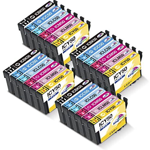 Kingway エプソン 互換インクカートリッジ IC6CL50 互換インク EPSON IC50 増量タイプ 風船 ふうせん インク 6色パック 4 (計24個入り) ICBK50 ICC50 ICLC50 ICLM50 ICM50 ICY50