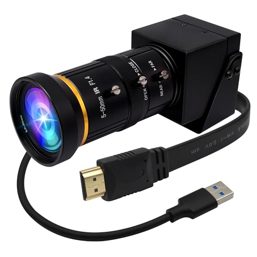 ELP 4K USB3.0 HDMI USBカメラ手動ズームウェブカメラ4K 60fps PCカメラミニクローズアップカメラコンピュータ用H.264望遠鏡USBセキュリティカメラ8mp産業用CCTVカメラ (2.8-12mm 4倍ズームレンズ)