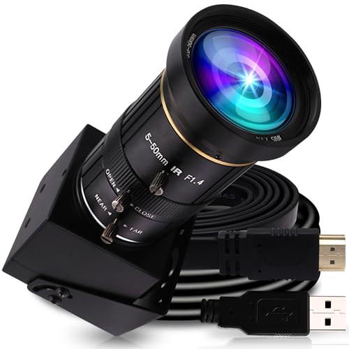 ELP 4K USB HDMI USB写真機 マニュアルズームウェブカメラ変数興味の中心 パソコン写真機電子計算機用ミニクローズアップカメラH.265望遠鏡USB安全対策写真機8mp IMX415工業用CCTV写真機 (5-50粍 10倍望遠レンズ)