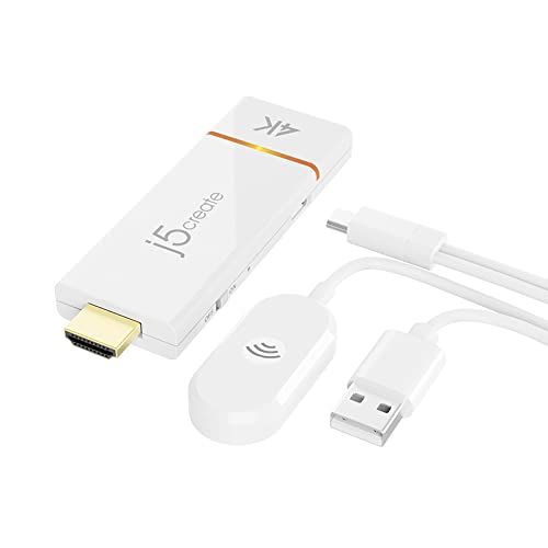 j5create 無線電話 4Kインプット相応う HDMI ドングルレシーバー 受付機 5G/2.4GHz ルータ不必要 切れ間15m  Windows(Miracast) / Mac(Airplay) / Android(Miracast or ルーター経由G