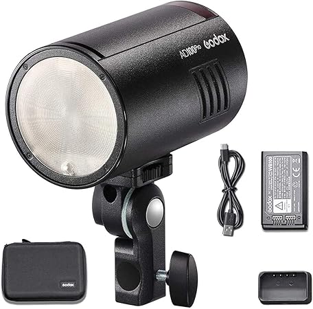 Godox正規代理店 Godox AD100Pro ポケットフラッシュストロボ 100W 5800 200K 2.4G TTL 1/8000 HSS 2600mAhイオンバッテリー 360フルパワー 丸型フラッシュ  並行輸入品