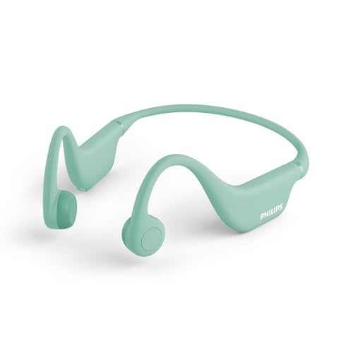 国内正規品 PHILIPS(フィリップス) TAK4607 骨伝導 Bluetooth ワイヤレスイヤホン サイズ調整可能なアジャスター付ヘッドバンド 防水規格IPX5 (グリーン)