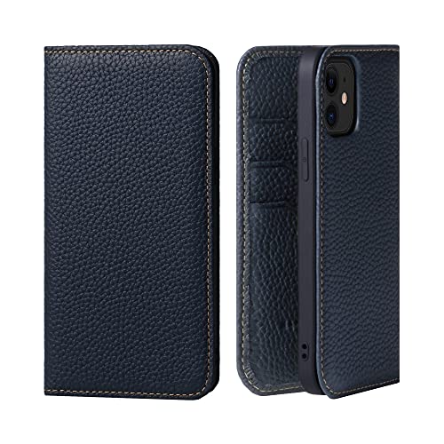 HANATORA iPhone12 12Pro 入れもの 万覚え帳型 本革 スマホケース スマホ 照明ランプ 吊りひも保持者 付き添い人 シュリンクカーフレザー 差し上げ物 磁石なし ブルーインディゴ PH-12Pro-BlueIndigo