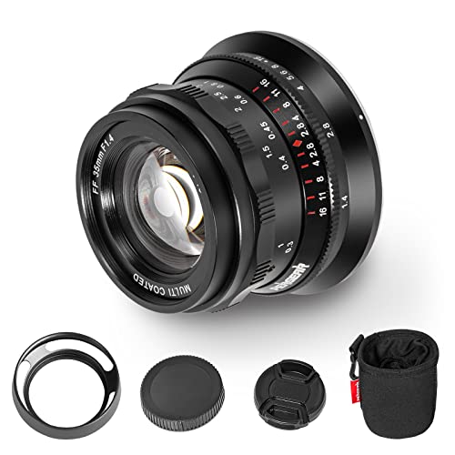 PERGEAR 35mm F1.4 フルサイズ マニュアルフォーカスレンズ 単焦点レンズ (Lマウント, ブラック)