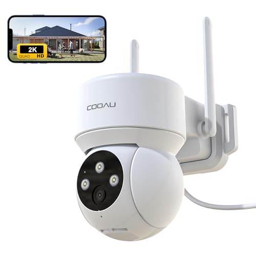 2K超高画素 夜間カラー撮影 COOAU 防犯カメラ 屋外 ワイヤレス/wifi 300万画素/1296P 監視カメラ PTZ機能 360 広角撮影 常時録画 検出エリア設定 人体検知 発光威嚇 自動追跡 双方向音声 家族共有 IP66防水 遠隔