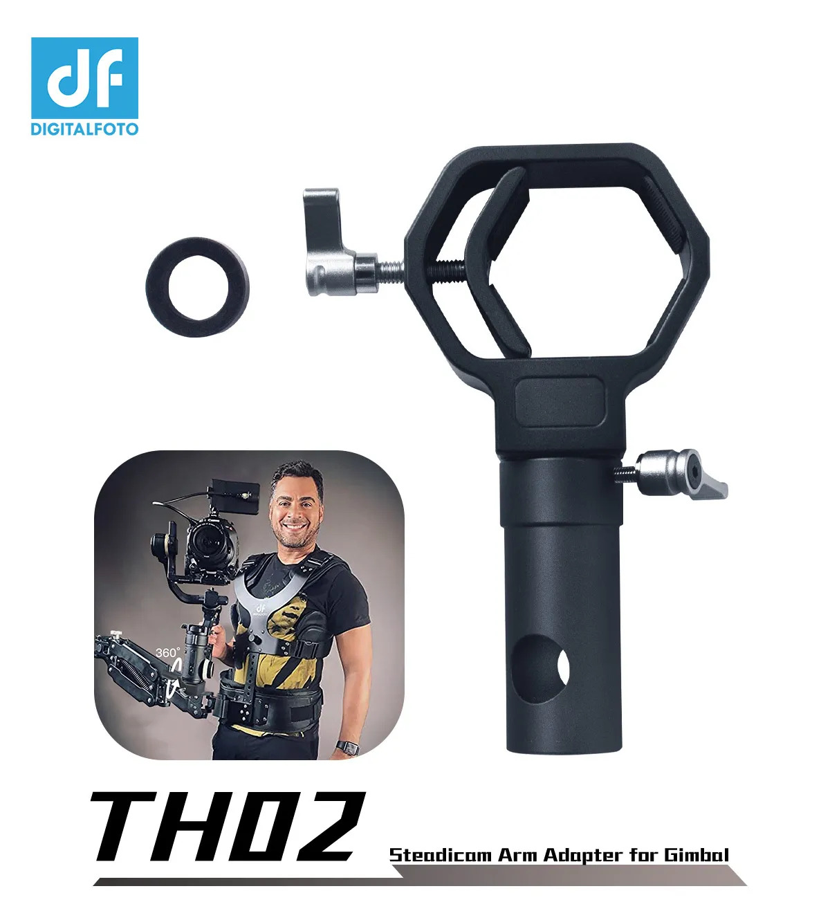 DF DIGITALFOTO TH02ハンドジンバル用のステディカムアームおよびベストジンバルアダプター、自然調整能力のあるな罷めさせる角度、手いの一番の差しわたしが12/13/16粍のジンバルベストと取り替えっこ性があります。