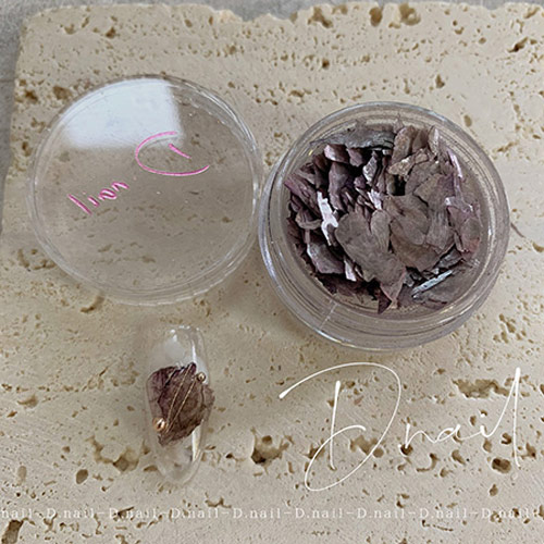 Ann Professional ダークパープル ネイルアート ドライフラワーシェル シェル アートアクセサリー