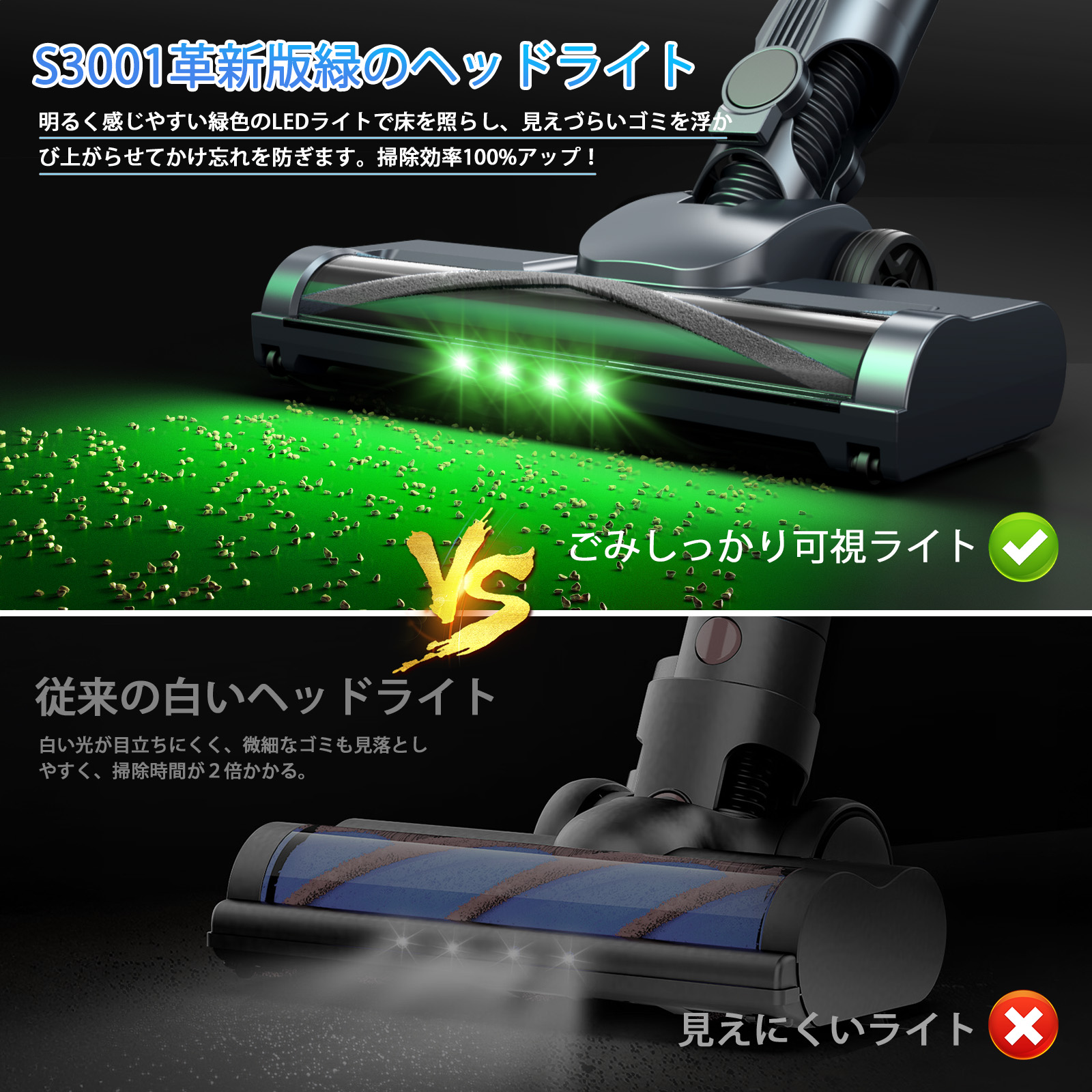 掃除機 コードレス【楽天12連冠達成！吸引力完全進化95Kpa超強力!革新 