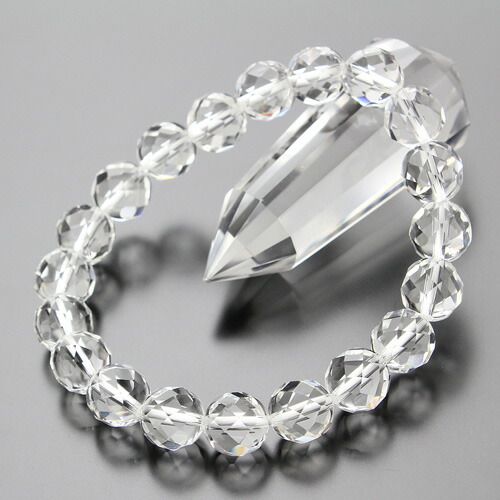 楽天市場】約12ミリ 32面カット水晶 ストレート ブレスレット【天然石