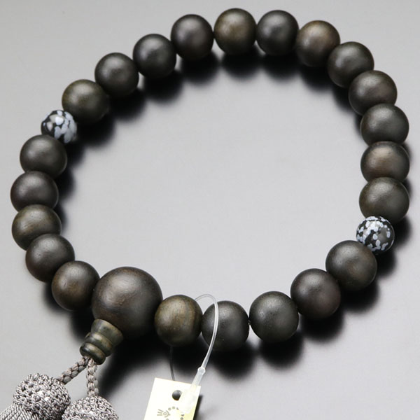 楽天市場】数珠 男性用 22玉 縞黒檀（艶消し） 2天 グリーンクォーツ