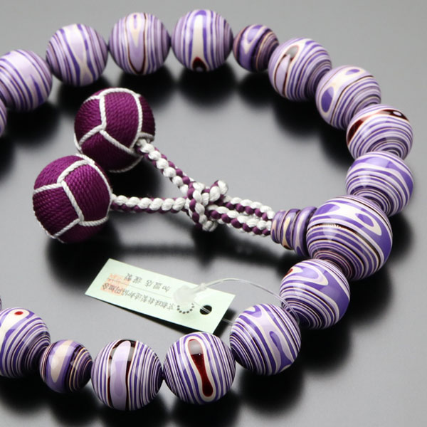 楽天市場】数珠 男性用 18玉 会津本堆朱（青） 2色梵天房【略式数珠 京