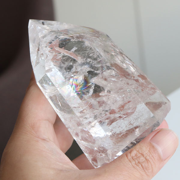 楽天市場】天然レインボー水晶ポイント ポリッシュ 約190グラム